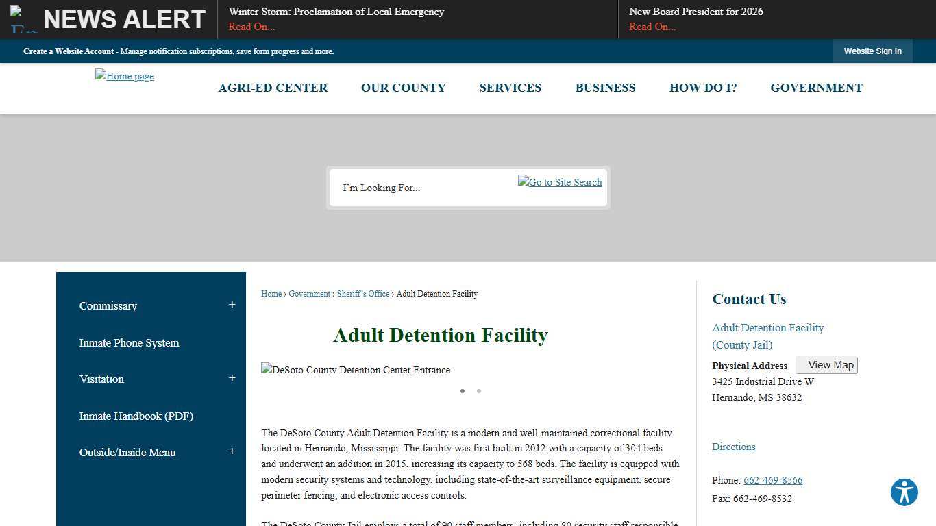 Adult Detention Facility DeSoto County, MS - Official Website